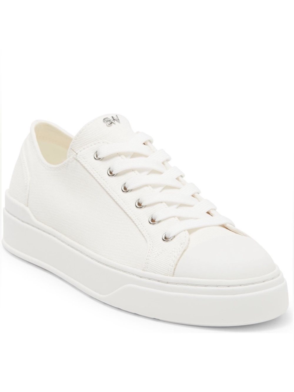 Stuart Weitzman Sammy Low Top Sneakers Shoes White Canvas Size 7B
